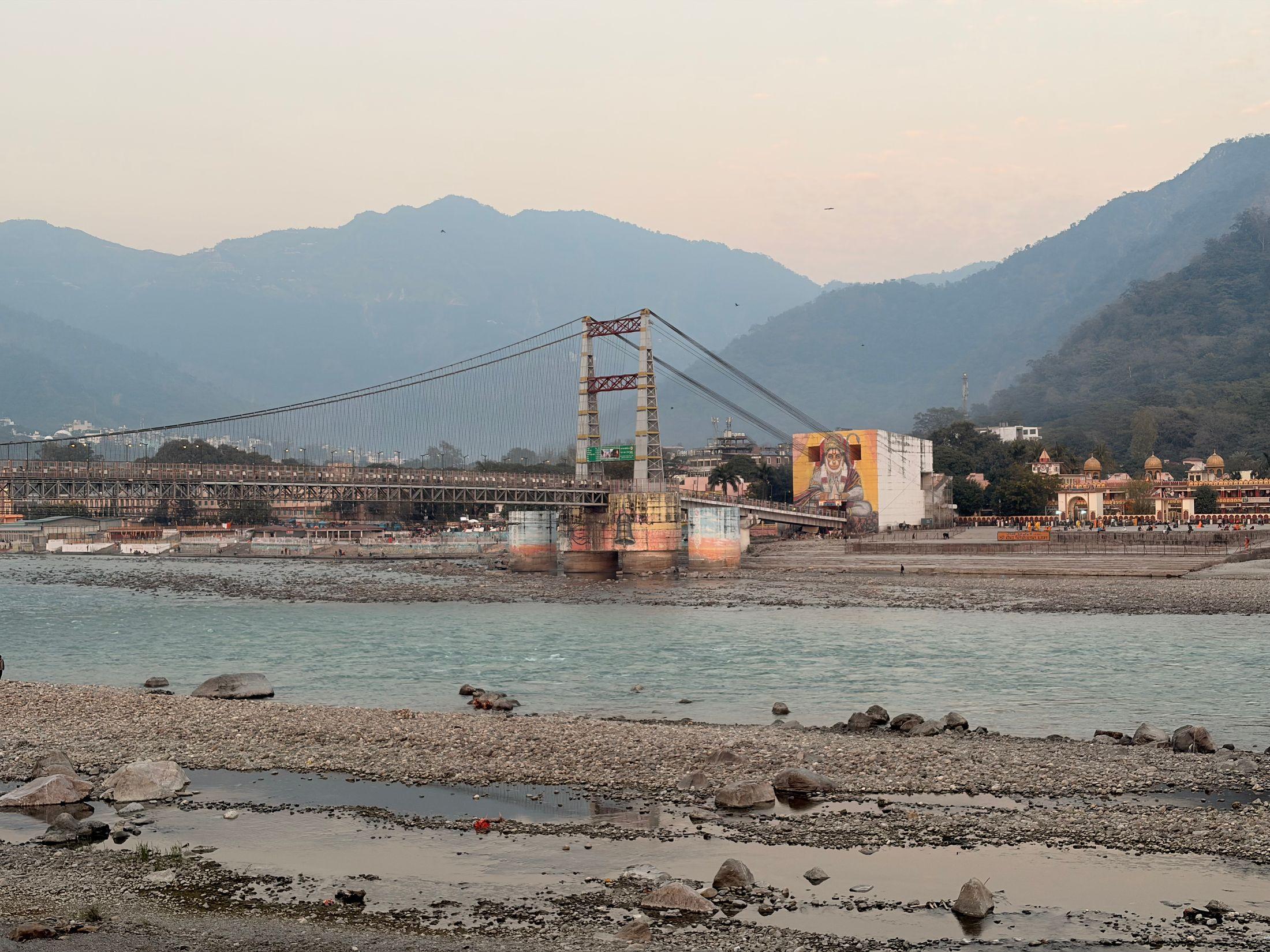 A suspension bridge over the Ganga in Rishikesh