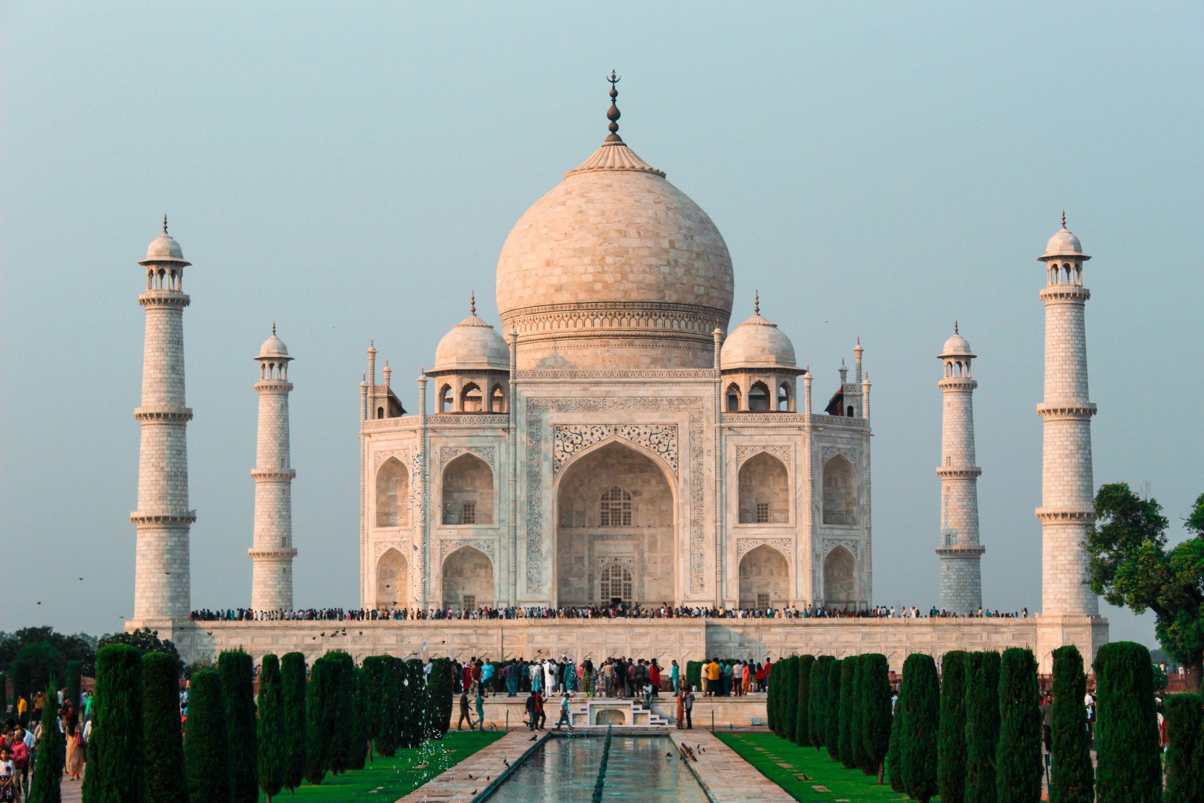 The Taj Mahal and reflecting pool in Agra
